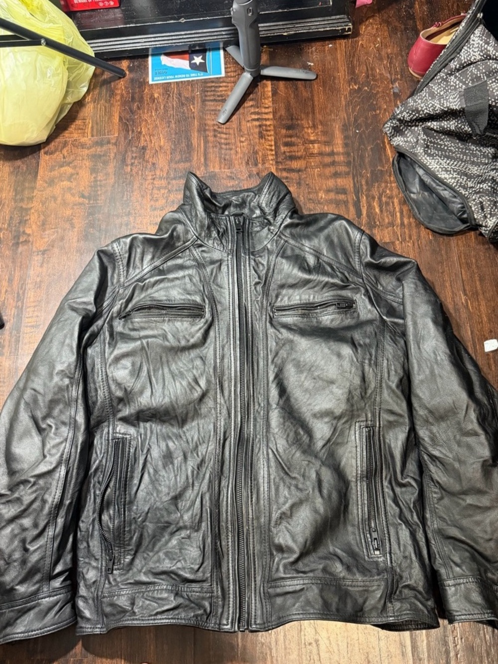 Black Rivet Leather Jacket XL Black